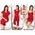 Hot Sleep Wear 6pc Bra Panty Top Capri Babydoll and Over Coat 622B Maroon Bed Set Daily Night Dress