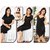 Hot Sleep Wear 6pc Bra Panty Top Capri Babydoll and Over Coat 622D Black Bed Set Daily Night Dress
