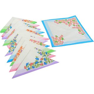 sparkle Set of 12 Cotton Printed Hankerchief(30x30 Cm)