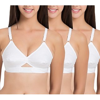 Sparkle  Women's COMBO Women's Full Cup Non Padded / Non Wired WHITE Non Stretch Cotton Bra- PACK OF 3