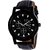 EGLOB Round Dial Black Leather Men Analog Watch