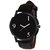 EGLOB Round Dial Black Leather Strap Men Quartz Watch for Men EG-5
