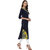 Janasya Women's Navy Blue Crepe Abstract Print Straight Kurti