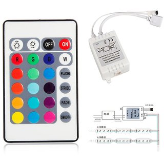 24 Key IR Remote Control for RGB LED Strip Module 5050 3528, Infrared Controller ( Pack Of 3)