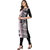 Janasya Light Pink Floral Print 3/4 Sleeves Straight Crepe Kurti
