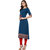 Janasya Women's Turquoise Crepe A-Line Solid Kurta