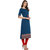 Janasya Women's Turquoise Crepe A-Line Solid Kurta