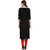 Janasya Women's Black Crepe Straight Graphic Print Kurta