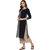 Janasya Women's Blue Cotton Straight Polka Print Kurta