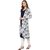 Janasya Women's Blue Cotton A-Line Abstract Print Kurta