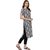 Janasya Women's Grey Cotton Straight Abstract Print Kurta