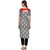 Janasya Women's Grey Cotton Straight Abstract Print Kurta