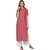 Janasya Women's Pink Cotton Straight Geometric Print Kurta
