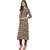 Janasya Women's Brown Cotton A-Line Abstract Print Kurti