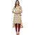 Janasya Women's Cream Cotton High Low Hemline Embellished Kurta