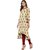 Janasya Women's Cream Cotton High Low Hemline Embellished Kurta