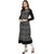 Janasya Women's Black Cotton A-Line Abstract Print Kurta