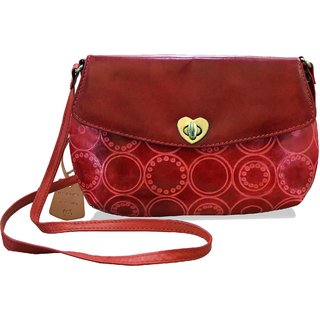 arpera Embossed Genuine Leather red Sling bag  C11517-3