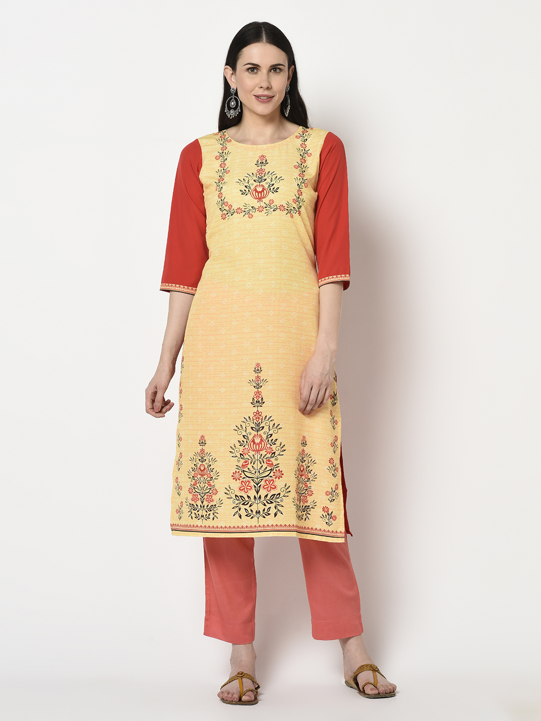 Buy Avah Women's Yellow Color Crepe Straight Kurta Online @ ₹439 from ...