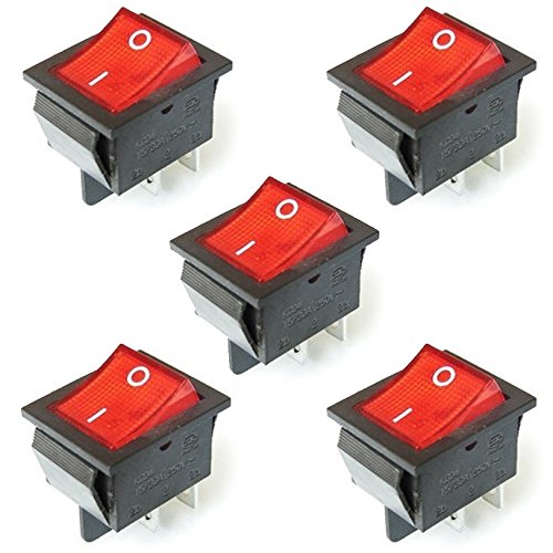 Buy Importedkart Red 4 Pin Light On/Off Button Switch 250V 15A Ac Amp ...