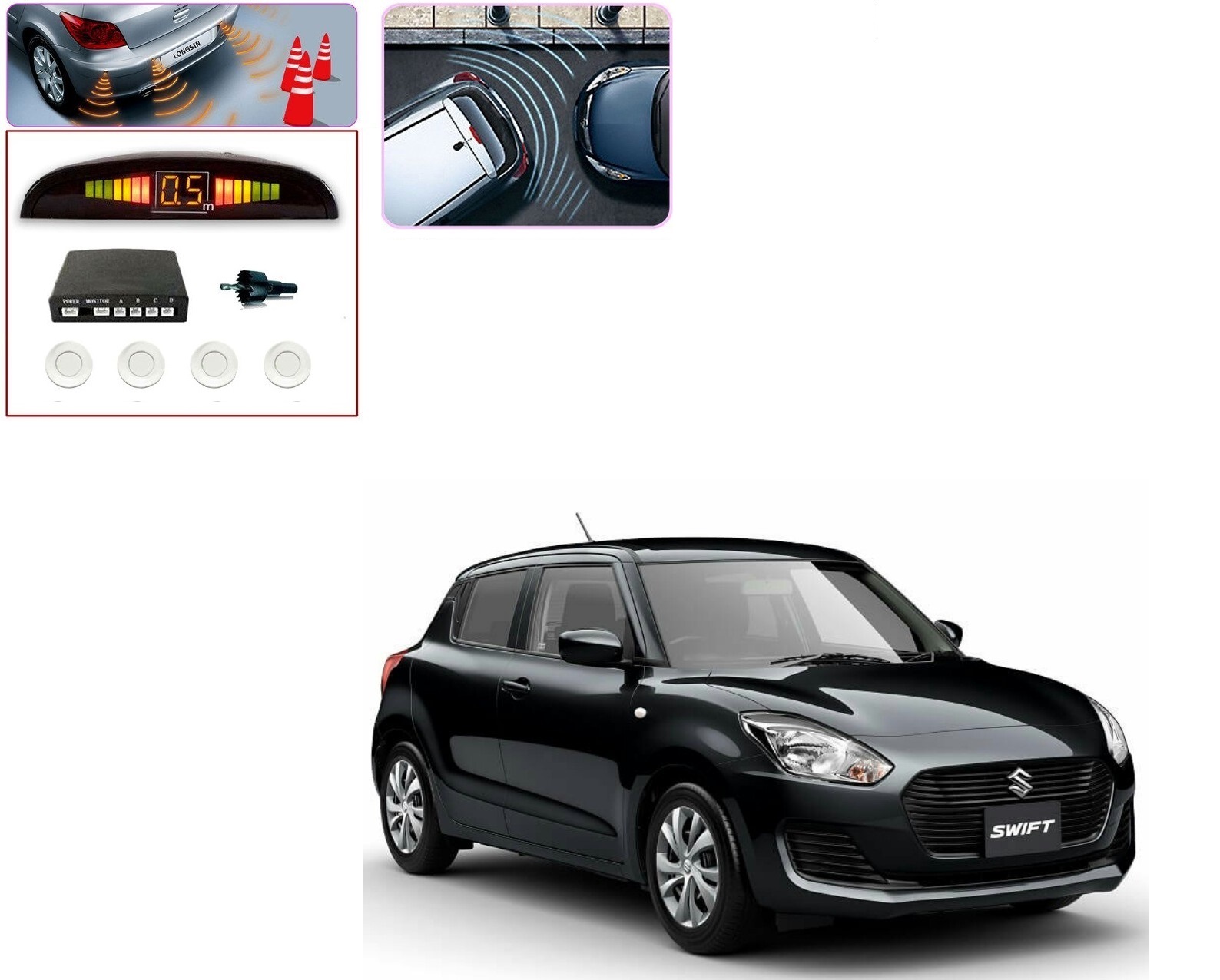 Swift Back Sensor Buy Auto Addict Car White Reverse Parking Sensor With LED Display For ...