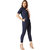 Miss Chase Women's Navy Cherish Your Love Tie-Up Jumpsuit