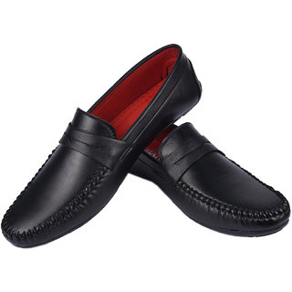 Messi black synthetic leather loafers for men