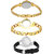 Neutron Brand New Present Chain And World Cup Analogue Gold And Black Color Girls And Women Watch - G123-G336-G1 (Combo Of  3 )
