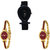 Neutron Brand New Designer Fish Shape Analogue Black And Gold Color Girls And Women Watch - G55-G122-G122 (Combo Of  3 )