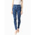 Miss chase Women's Blue Skinny High Rise Clean Look Fringe And Side Zipper Detailing Cropped Denim Jeans