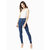 Miss chase Women's Blue Skinny High Rise Clean Look Fringe And Side Zipper Detailing Cropped Denim Jeans