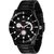 HRV Black Stainless Steel Mens Wristwatch with Sleek Black Chain Strap