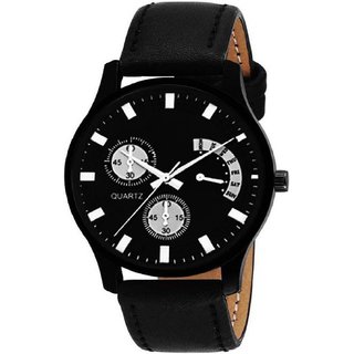 HRV men black belt black leather watch