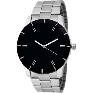 HRV men silver black metal watch