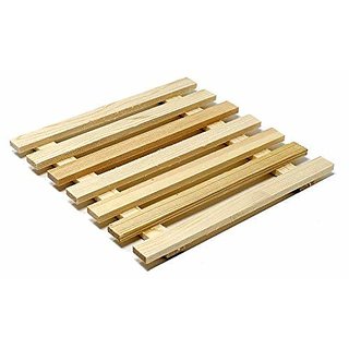 Uniyk Bamboo Square Table Coaster  Pan Pot Holder Set  Bamboo Coasters  Table Placemat  Heat Pad  Eco-Friendly Tabl