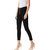 Miss Chase Women's Black Skinny High Rise Clean Look Cropped Fringed Hemline Solid Stretchable Denim Jeans