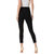 Miss Chase Women's Black Skinny High Rise Clean Look Cropped Fringed Hemline Solid Stretchable Denim Jeans