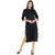 Blancora Women's 3/4th Sleeves Black Cotton Straight Kurti