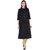 Blancora Women's 3/4th Sleeves Black Cotton Straight Kurti