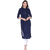 Blancora Women's 3/4th Sleeves Dark Blue Cotton Straight Kurti