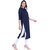 Blancora Women's 3/4th Sleeves Dark Blue Cotton Straight Kurti