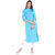 Blancora Women's 3/4th Sleeves Sky Blue Cotton Straight Kurti