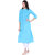 Blancora Women's 3/4th Sleeves Sky Blue Cotton Straight Kurti