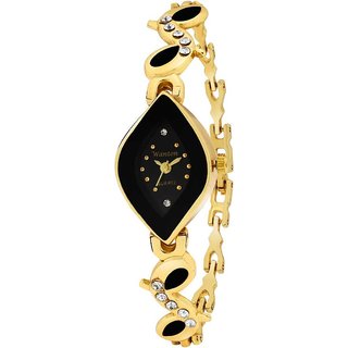 black different shap case with diamond meena kundan bracelet beautiful women's Analog Watch