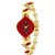 Red different shap case with diamond meena kundan bracelet beautiful women's Analog Watch