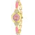 pink small size black color diamond kundan bracelet attractive women's Analog Watch