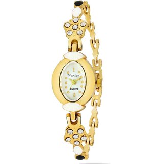 white oval shap multicolor design strap with diamond case beautiful rich bracelet women's Analog Watch