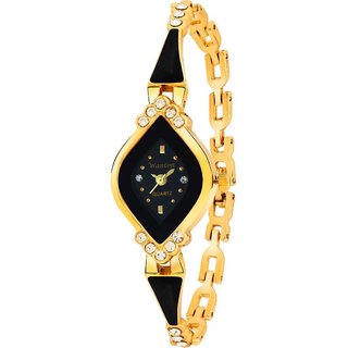 black stylish diamond studded strapp and case with black dial unique bracelet women Analog Watch