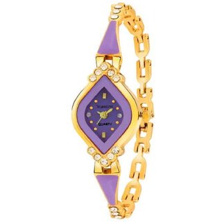 purplestylish diamond studded strapp and case with black dial unique bracelet women Analog Watchpurplestylish diamond st