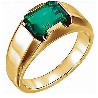 Emerald / panna Ring Stone Emerald Copper Plated Ring  Original  Precious Stone Panna Ring By CEYLONMINE